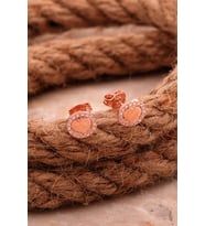 Kalp Mini Rose Gümüş Küpe 6814