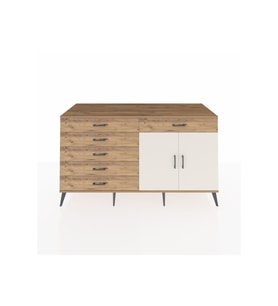 Kronos Konsol Tek Raflı 6 Çekmeceli 2 Kapaklı 176x59x99 Çam-Aytaşı/Çam