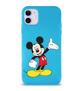 Apple iPhone 11 Uyumlu Lansman Kılıf Mickey Mouse Tasarımlı Altı Kapalı İçi Kadife Kaplı  Kapak (Şeffaf)