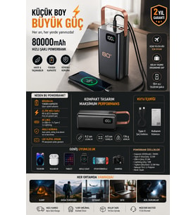 80000 mAh Yüksek Kapasiteli Powerbank