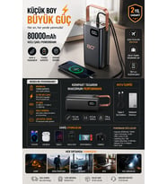 80000 mAh Yüksek Kapasiteli Powerbank