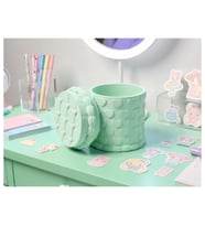 Alvera Kabartma Kalp Desenli Kapaklı Kalemlik – 3D Baskı Masaüstü Organizer - Mint