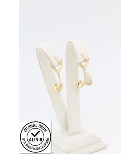 STİL İNCİSİ/XUPING JEWELRY YAPRAK SALLANTILI ZİRKON TAŞLI KÜPE (Altın Rengi)