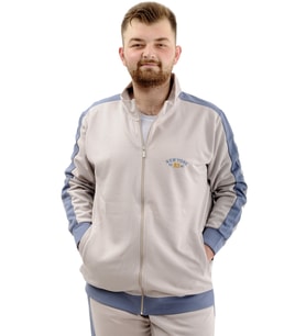 Mode XL Erkek Büyük Beden Eşofman Üstü Fermuarlı Dik Yaka İnterlok NEW YORK U24524 Gri