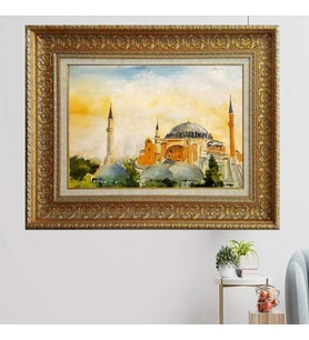 Gold Altın Kalın Çerçeveli Paspartulu Tablo vvb563