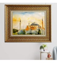 Gold Altın Kalın Çerçeveli Paspartulu Tablo vvb563