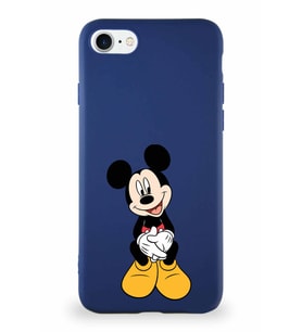 Apple iPhone SE 2022 Soft Premier Kapak Mickey Mouse-A Tasarımlı Silikon Kılıf - Lacivert (Şeffaf)