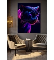 MOR NEONLU LEOPAR KANVAS TABLO EV DUVAR SALON OFİS DÜKKAN HEDİYELİK DEKARASYON SÜSÜ (Çok Renkli)