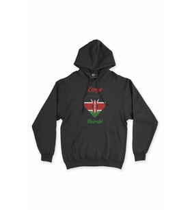 Nairobi Kenya Bayraklı Kalpli Siyah Sweatshirt Hoodie