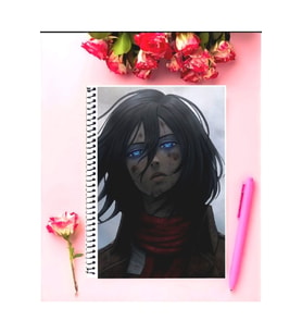 Mikasa Ackerman (attack On Titan) Anime Defter 1 Adet Özel Tasarım A4 Boyutu 21*29 Cm Telli Çizgili