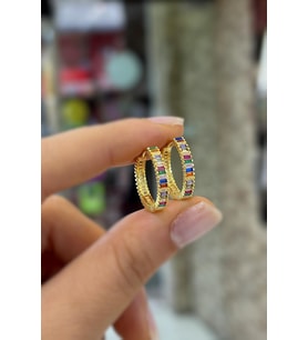 Gümüş renkli baget taşlı 15 mm küpe hr1512z3