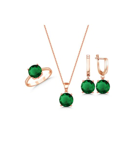 Yeşil Green Taşlı 925 Ayar Gümüş Takı Seti