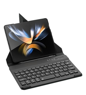 Galaxy Z Fold 3 Kılıf Standlı Klavyeli Kalem Bölmeli Zore Kıpta Klavyeli Kılıf (Siyah)