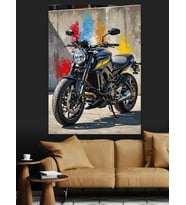 Graffiti Önünde Modern Motor Dekoratif Kanvas - Mdf Ahşap Tablo
