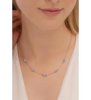 Opal Taşlı Rose Altın Kaplama Kadın Gümüş Kolye