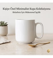 Kişiye Özel Beyaz Porselen Kupa Minimalist Tasarım Kahve Bardağı