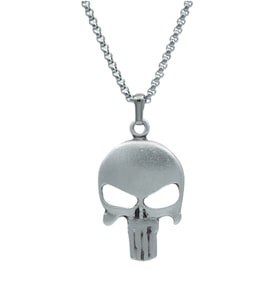 Punisher Cezalandırıcı Örme Zincir Kolye - Gümüş Kaplama - Erkek Kadın Kolye - No:1368