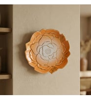 GÜRAL PORSELEN Rose Premium El Dekoru Dekoratif Porselen Tabak 21 cm Turuncu