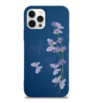 Apple iPhone 12 Pro Max  Lansman Kılıf Lavanta-Kelebek Tasarımlı Altı Kapalı İçi Kadife Kaplı  Kapak (Şeffaf)