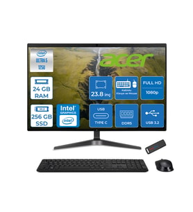 Acer Veriton VZ2524G Intel Core Ultra 5 125U 24GB Ddr5 256GB SSD Intel® Aı Boost 23.8" Fullhd (1920 x 1080) Freedos All In One Bilgisayar DQR2REM001F06 + Zetta Flash Bellek