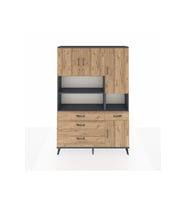 Arges Gardrop 9 Raflı 4 Çekmeceli 4 Kapaklı 132x30x195 Antrasit-Çam