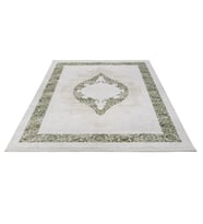 Makine Kaymaz Yıkanabilir Antrasit Bordürlü Viskon Salon Halısı Mutfak Halısı Koridor Halısı Yolluk yesil
