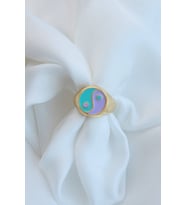 Lila-Su Yeşili Mineli Ying-Yang Şovalye Yüzük
