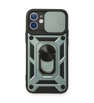 İphone 12 Mini Kılıf Pars Lens Yüzüklü Silikon - Yeşil