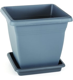 VK02 Villa Kare Saksı No:2 Tabaklı 25,5 cm, 9 Litre Antrasit
