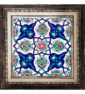 Armada Çini 20x20 Cm Ac 27 Kütahya Çini Rumi Desenli İznik Çini Pano