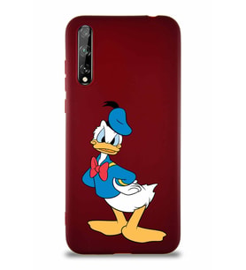Huawei P Smart S Soft Premier Kapak Donald Duck-D Tasarımlı Silikon Kılıf - Mürdüm (Şeffaf)