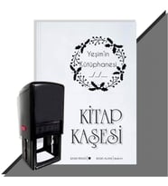 Kişiye Özel Çerçeveli Benim Kütüphanem 6 Tarihli Otomatik Kitap Kaşesi (Siyah)