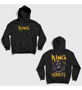 Presmono Unisex Siyah Gorilla King Of The Street Sırt Baskılı Kapüşonlu Sweatshirt 516701tt