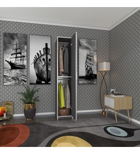 Kenzlife gardırop öğrenci dolabı tek kapılı günebakan gri 180*35*42 gri gardolap dolap ofis (Karışık)