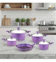 ARZU ÇELİK 9 Parça Granit Set Çelik Kapak - Violet