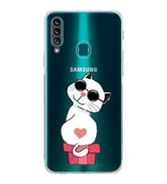 Samsung Galaxy A20s  Kamera Korumalı  Kapak Cool Cat Tasarımlı  Şeffaf Kılıf