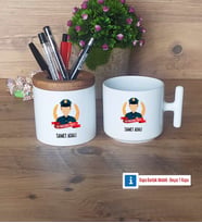 Erkek Polis Kalemlik, Kupa Bardak T Kişiye Özel Hediye (Model 1)