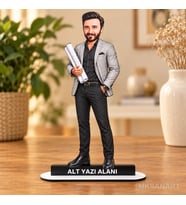 Kişiye Özel Erkek Mimar Gri Ceket Karikatürlü 18 cm MDF Masaüstü Biblo - Erkek Mimar Gri Ceket Hediyesi Mühendise ve Teknik Meslek Sahibine Hediye