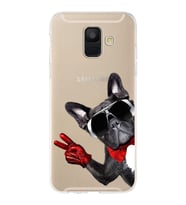 PrintiFy Samsung Galaxy A6 2018 ile Uyumlu 1mm Slim Fit Köpek 2 050e Baskılı Şeffaf  Kılıf