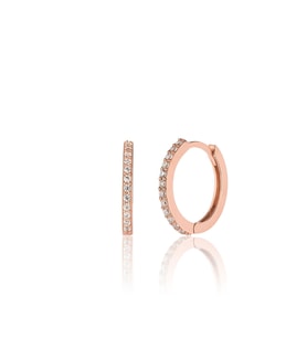 925 ayar Gümüş Yarım Tur Zirkon Taşlı 17 mm Halka küpe-Rose (STD)