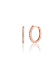 925 ayar Gümüş Yarım Tur Zirkon Taşlı 17 mm Halka küpe-Rose (STD)