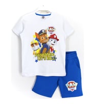 Paw Patrol Rubble Marshall Chase Baskılı Erkek Çocuk Takım Beyaz Mavi