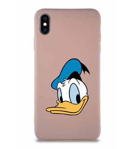 Apple iPhone XS Max Soft Premier Kapak Donald Duck-B Tasarımlı Silikon Kılıf - Pudra (Şeffaf)