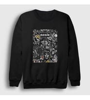Presmono Unisex Siyah Poster Oasis Sweatshirt 100471tt