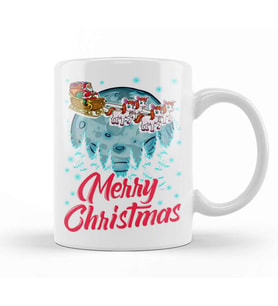 Funny Unicorn Santa Merry Christmas Gift Xmas 01 Kupa Bardak Porselen
