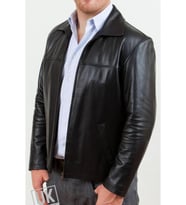 Hakiki Deri Siyah Klasik Harrington Erkek Deri Ceket