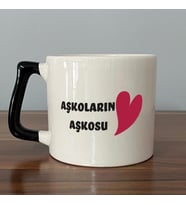 Aşkoların Aşkosu Baskılı Siyah Kulplu D Sevgililer Günü Kupası
