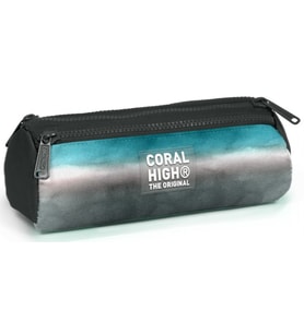 Coral High Turkuaz Gri Batik Üç Bölmeli Kalem Çantası - Erkek Çocuk
