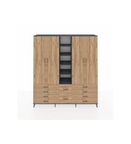 Hyperion Gardrop 9 Raflı 10 Çekmeceli 2 Askılı 220x44x243 Antrasit-Çam/Çam