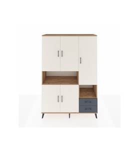 Hyperion Dolap 10 Raflı 2 Çekmeceli 5 Kapaklı 132x44x195 Çam-Aytaşı/Antrasit